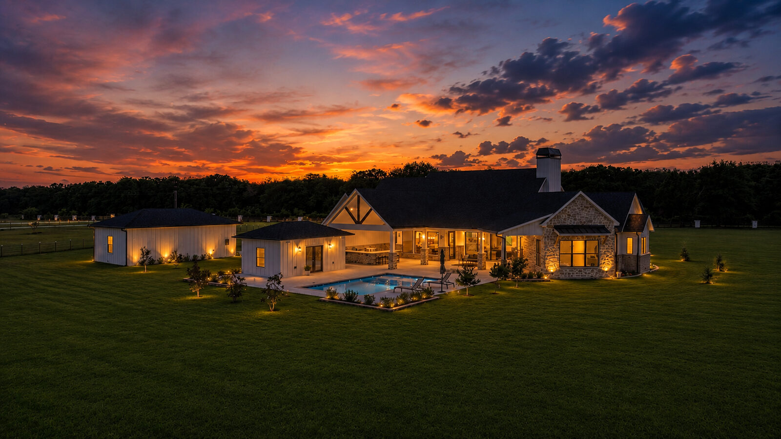 Backyard at twilight